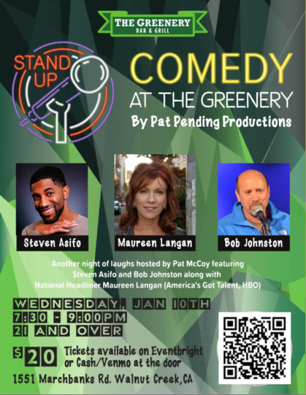 Comedy Night at The Greenery | Event Calendar | Contra Costa Live