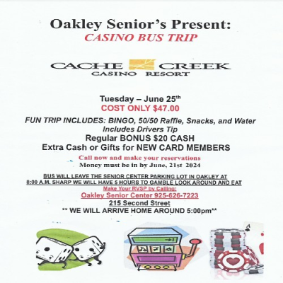 Cache Creek Casino Bus Trip | Event Calendar | Contra Costa Live