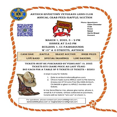 Antioch Rivertown Veterans Lion's Club Crab Feed